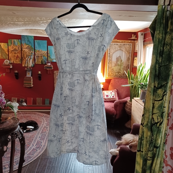 Travel Dress with ships and map print - Picture 3 of 6